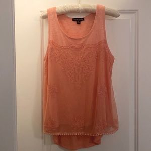 ✨ 2/$10Flowing Lace Pink Tank